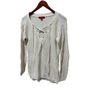 Y2K GUESS Ribbed Knit Lace-Up Sweater